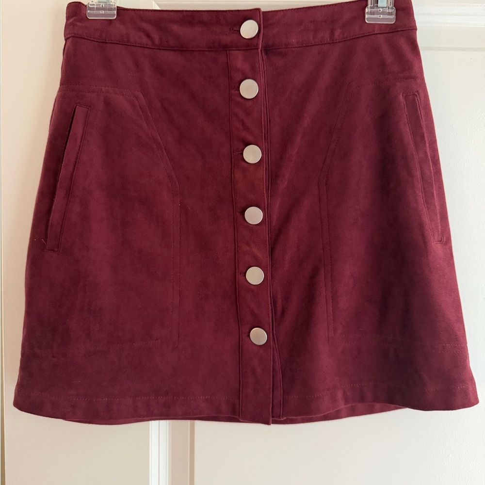 Forever 21 Wine Button-Down Mini Skirt